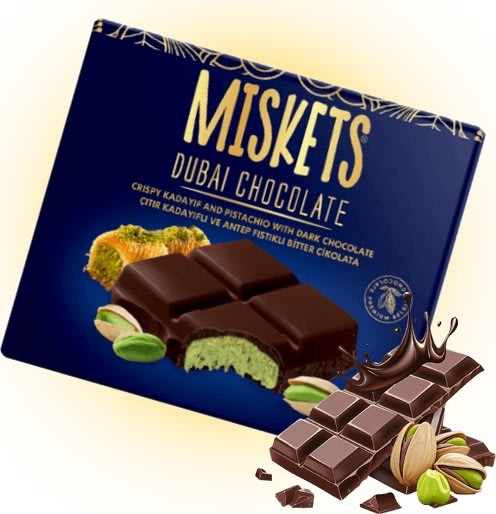 Dubai Chokolade Mørk, Misket, 100g