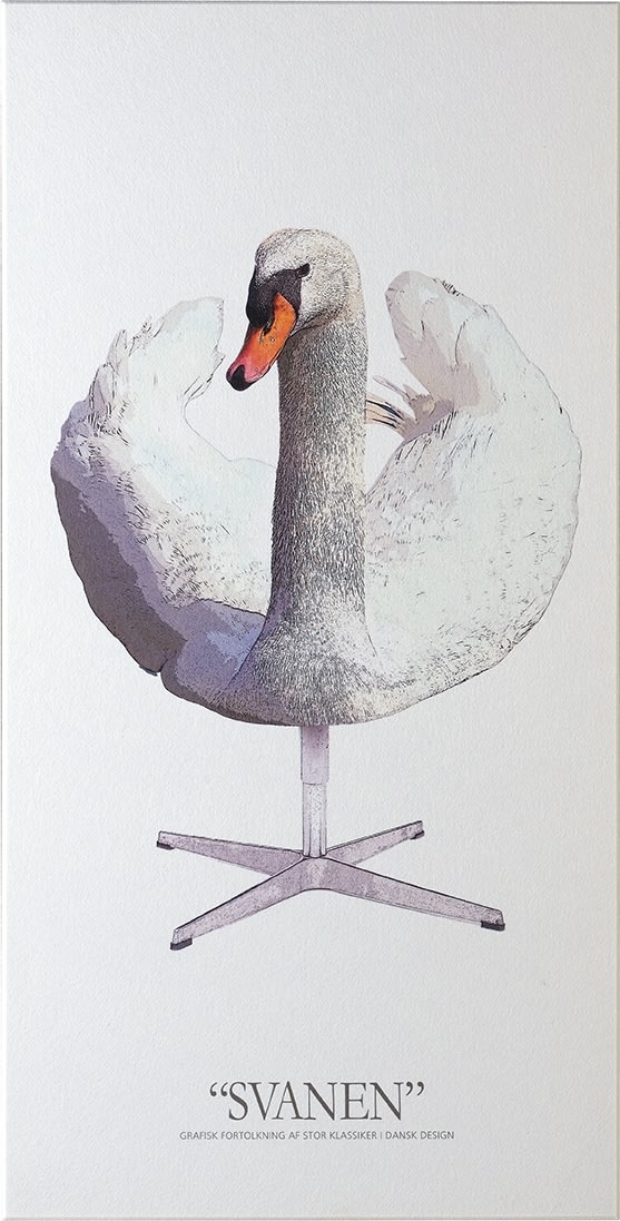 Akustikbillede "Svanen" 60x120cm, hvid