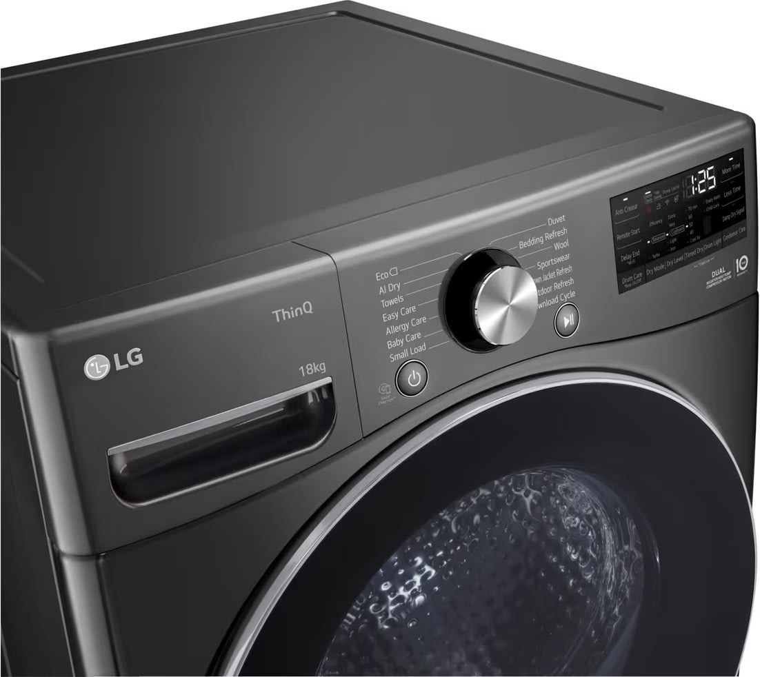 LG Tørretumbler RH18U8JVCW 18 KG, sort