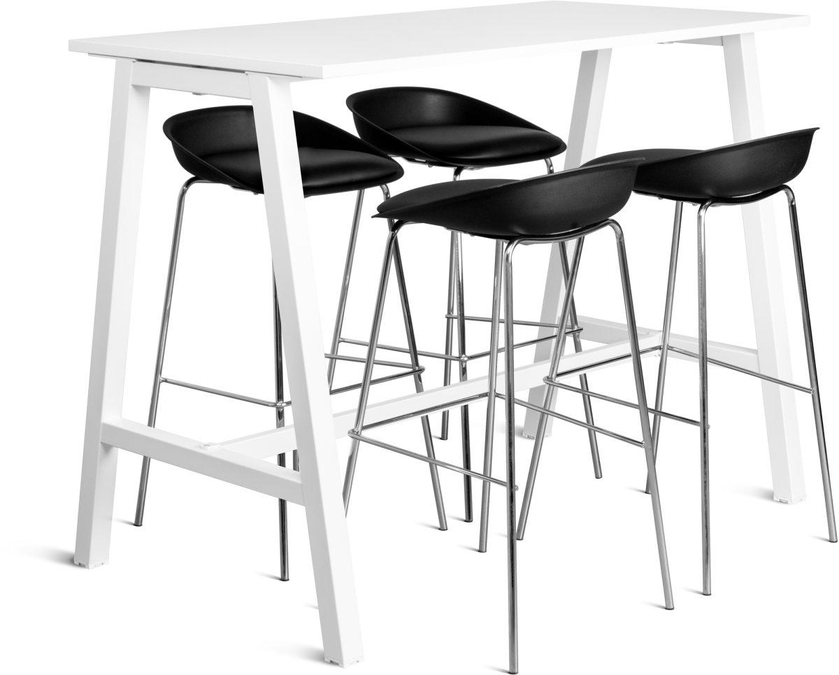 Talk Højbord, hvidt stel/hvid laminat,140x70 cm