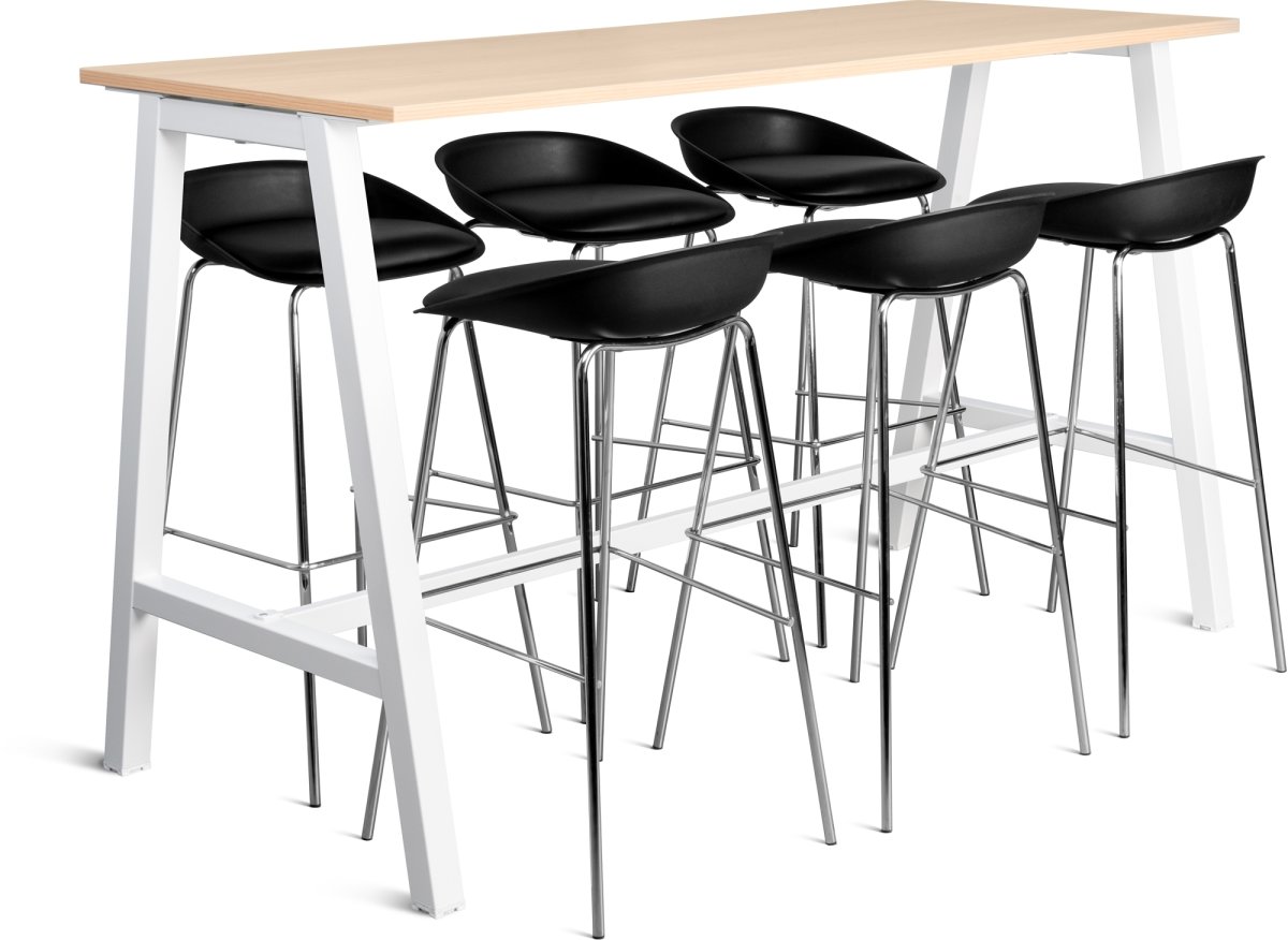 Talk Højbord, hvidt stel/eg laminat,180x70 cm