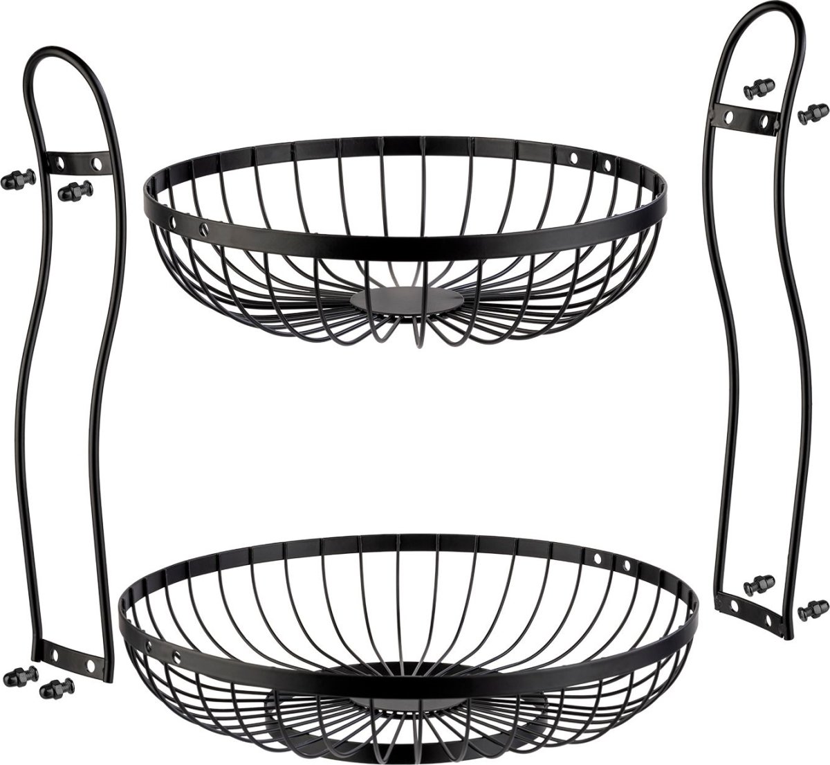Westmark Brødkurv 2-etager, sort stål, Ø25+30 cm.