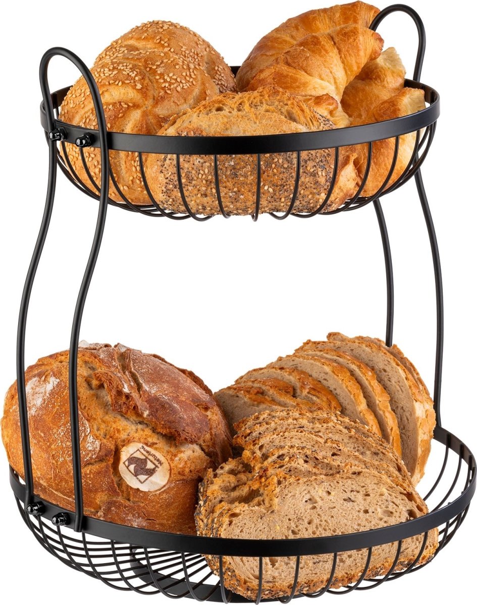 Westmark Brødkurv 2-etager, sort stål, Ø25+30 cm.