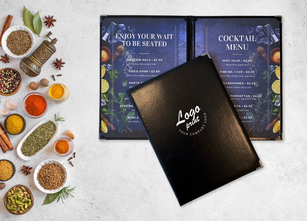 Deluxe Menuomslag | A4 | Eget tryk | Sort