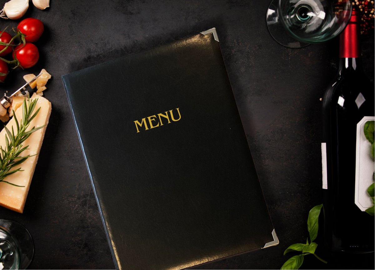 Deluxe Menuomslag | A4 | Eget tryk | Sort