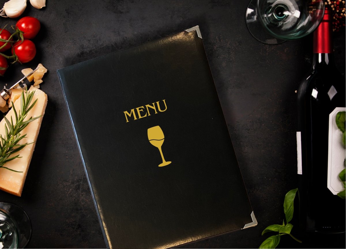 Deluxe Menuomslag | A4 | Eget tryk | Sort