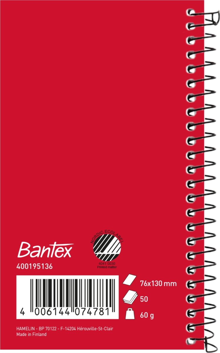 Bantex Not Spiral Notesbog, 130x76 mm