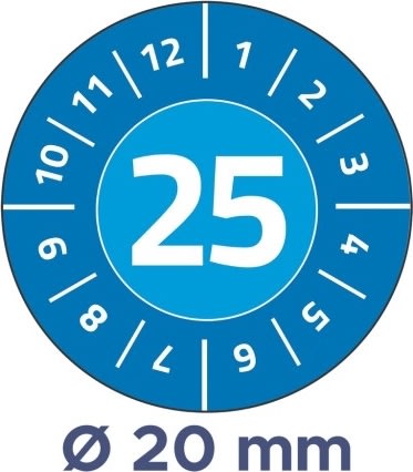 Avery Inspektionsdatoetiketter 2025, blå, Ø20mm