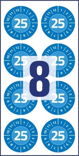 Avery Inspektionsdatoetiketter 2025, blå, Ø30mm