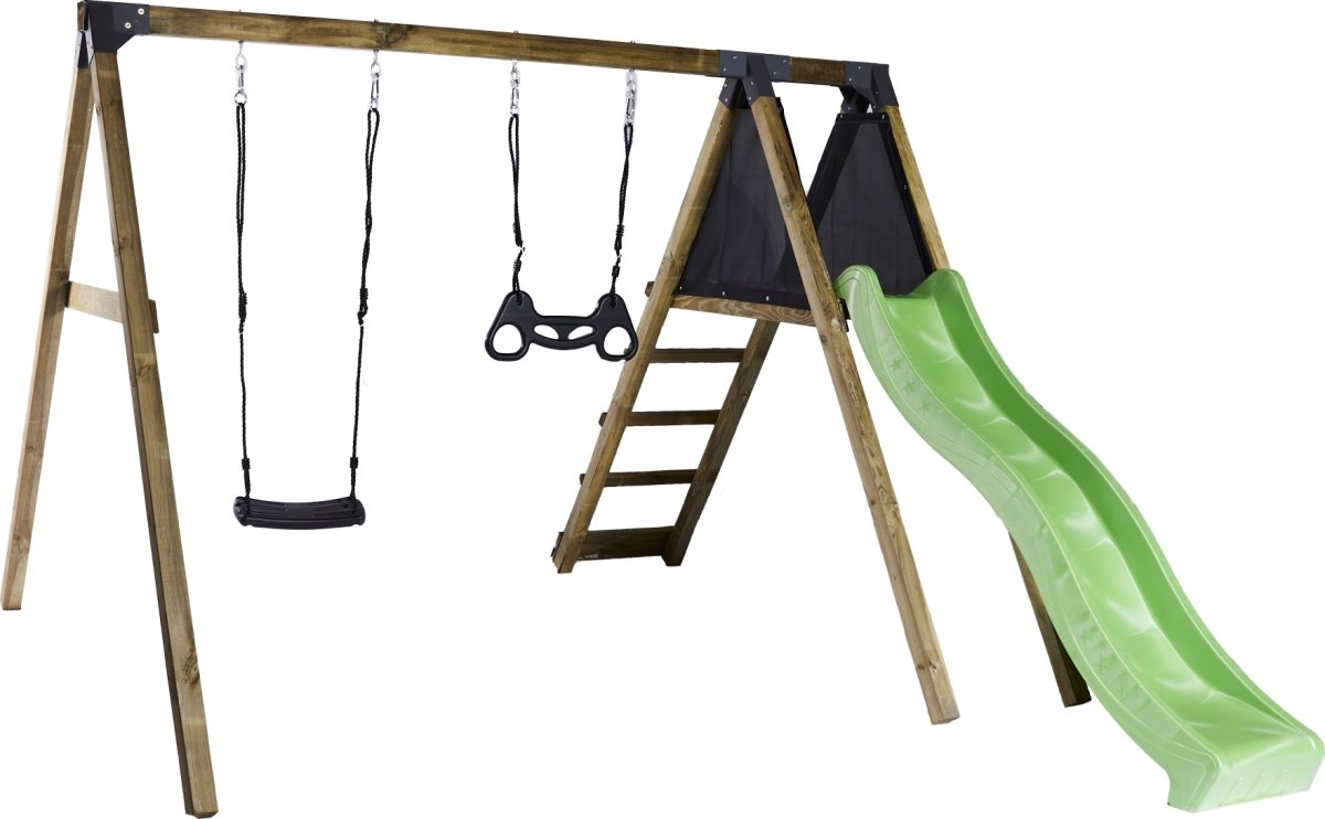 NORDIC PLAY gyngestativ m/gynger & grøn rutsjebane