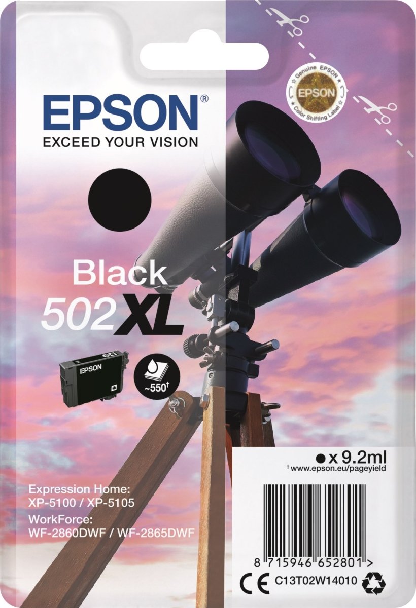 Epson T502 XL blækpatron sort, 9.2ml 