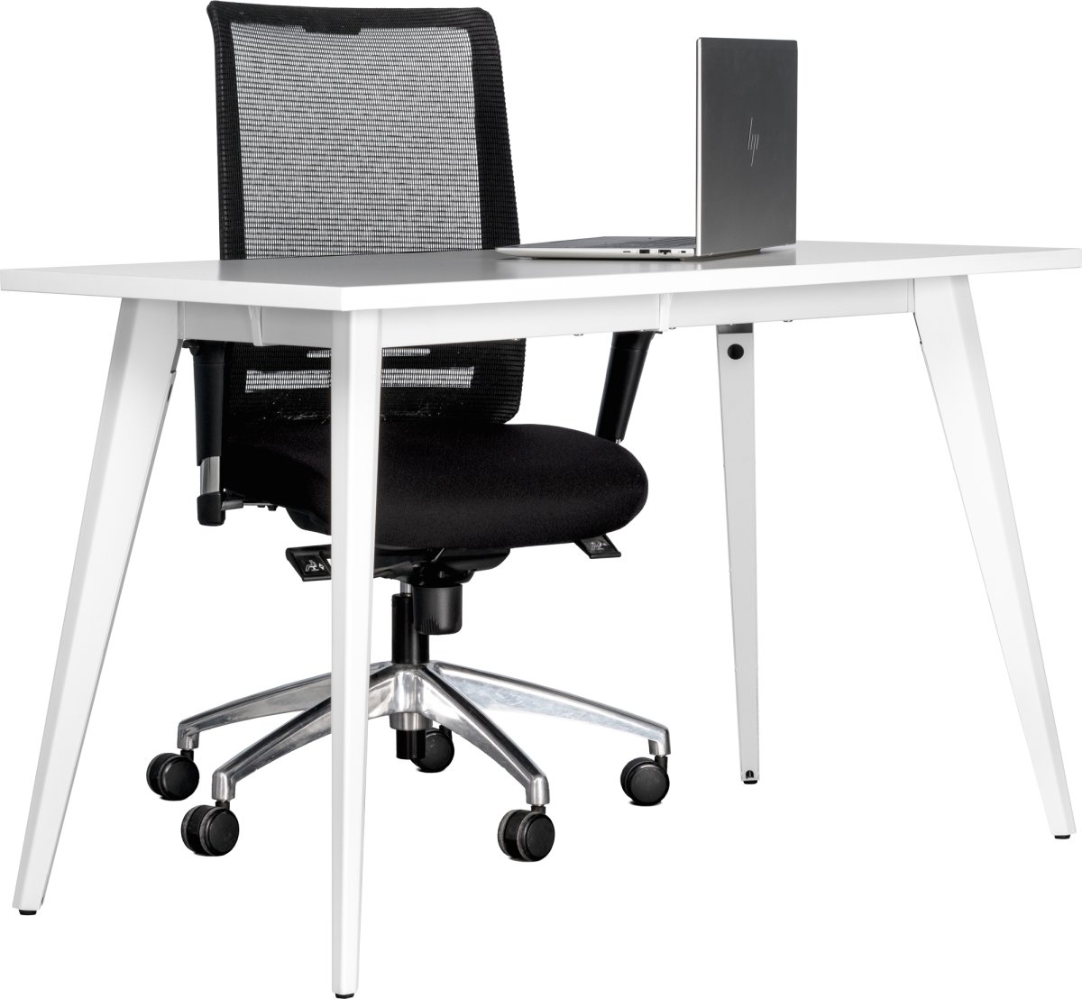Simple skrivebord, stålstel/hvid top, 120x60 cm