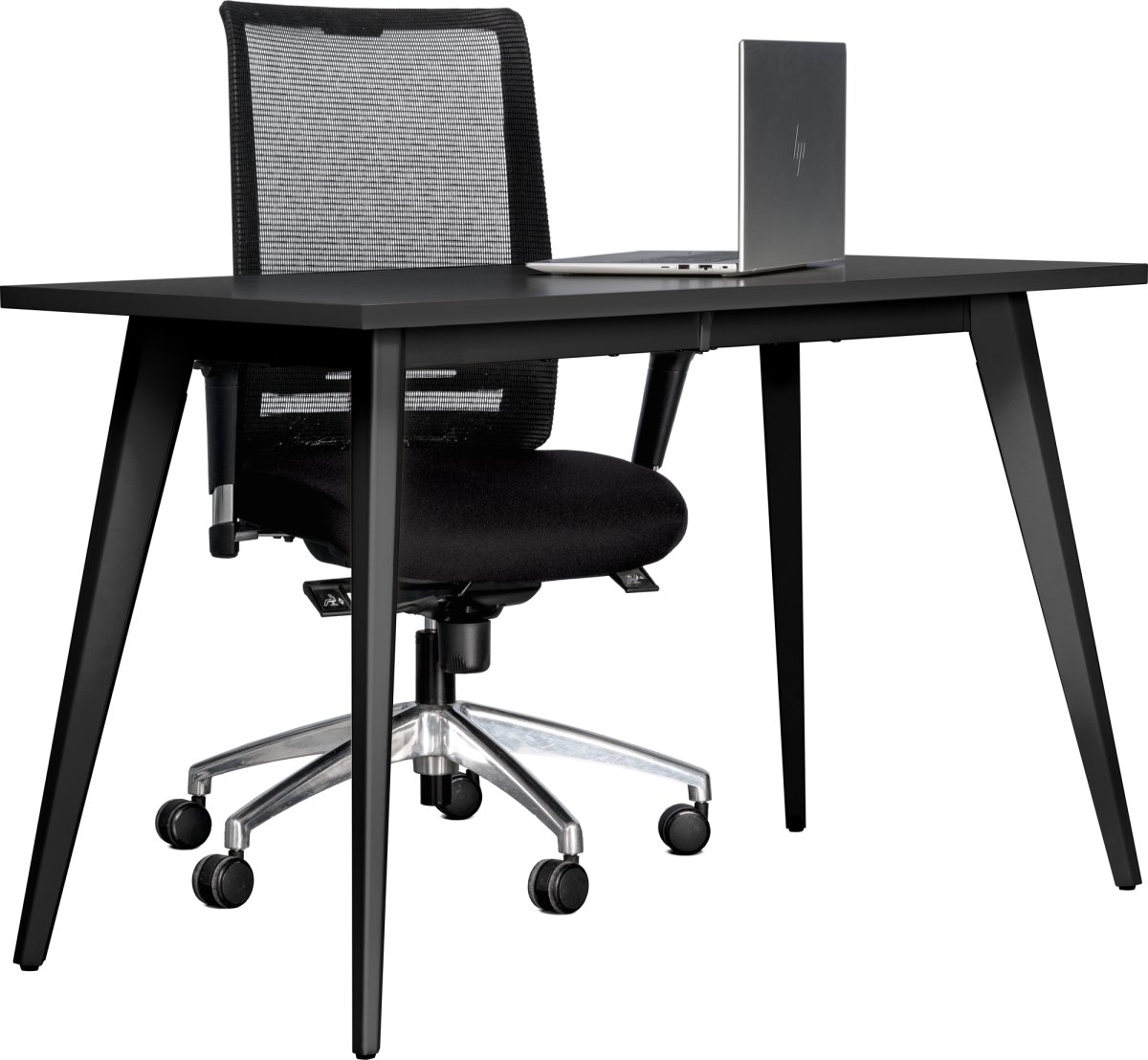 Simple skrivebord, stålstel/sort top, 120x60 cm