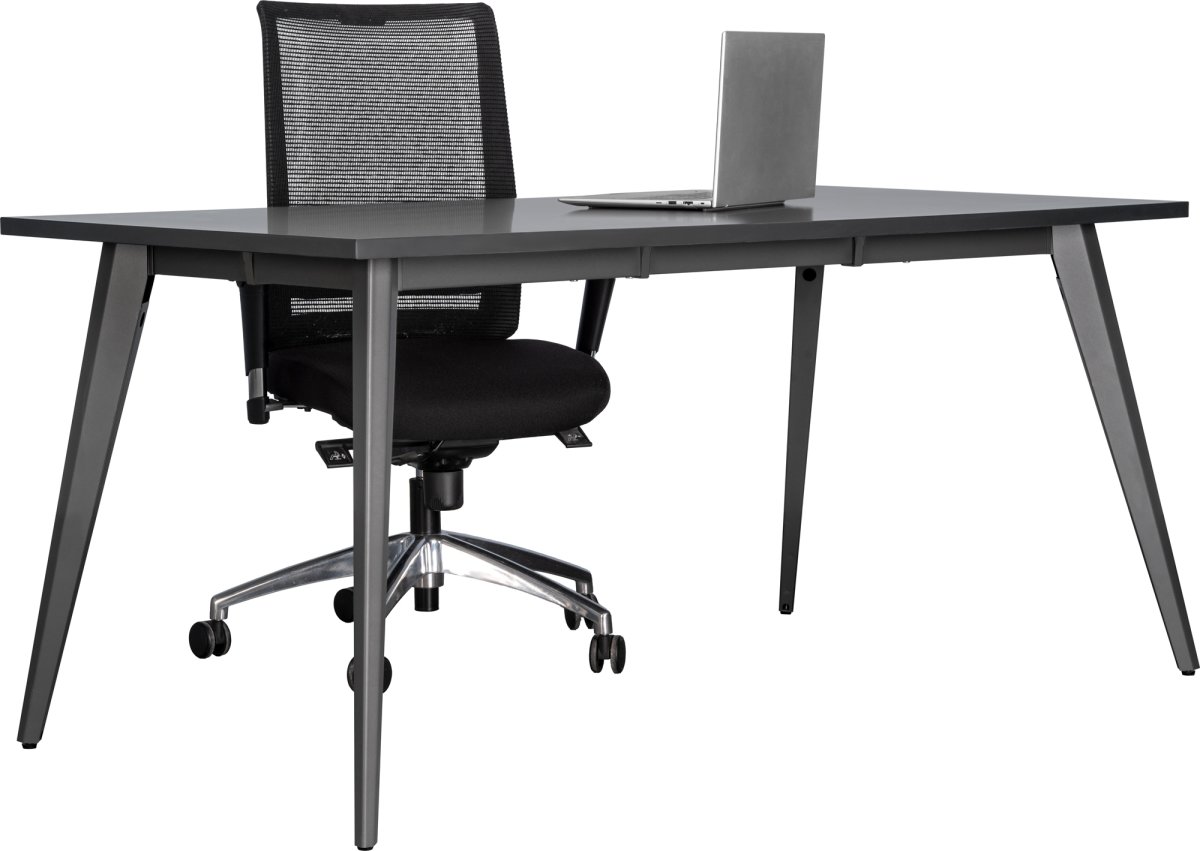 Simple skrivebord, stålstel/grå top, 160x80 cm