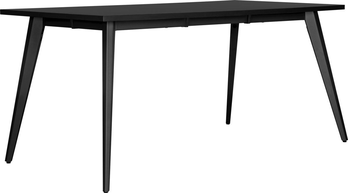 Simple skrivebord, stålstel/sort top, 160x80 cm