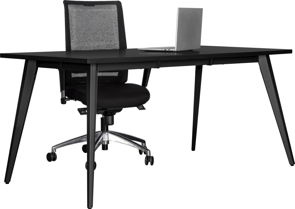 Simple skrivebord, stålstel/sort top, 160x80 cm