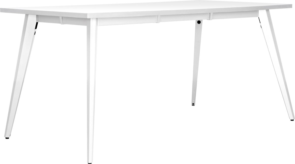 Simple skrivebord, stålstel/hvid top, 160x80 cm