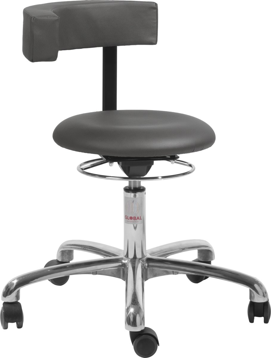 Saturn Stol, Mørkegrå, Kunstlæder, 54-73 cm, Alu