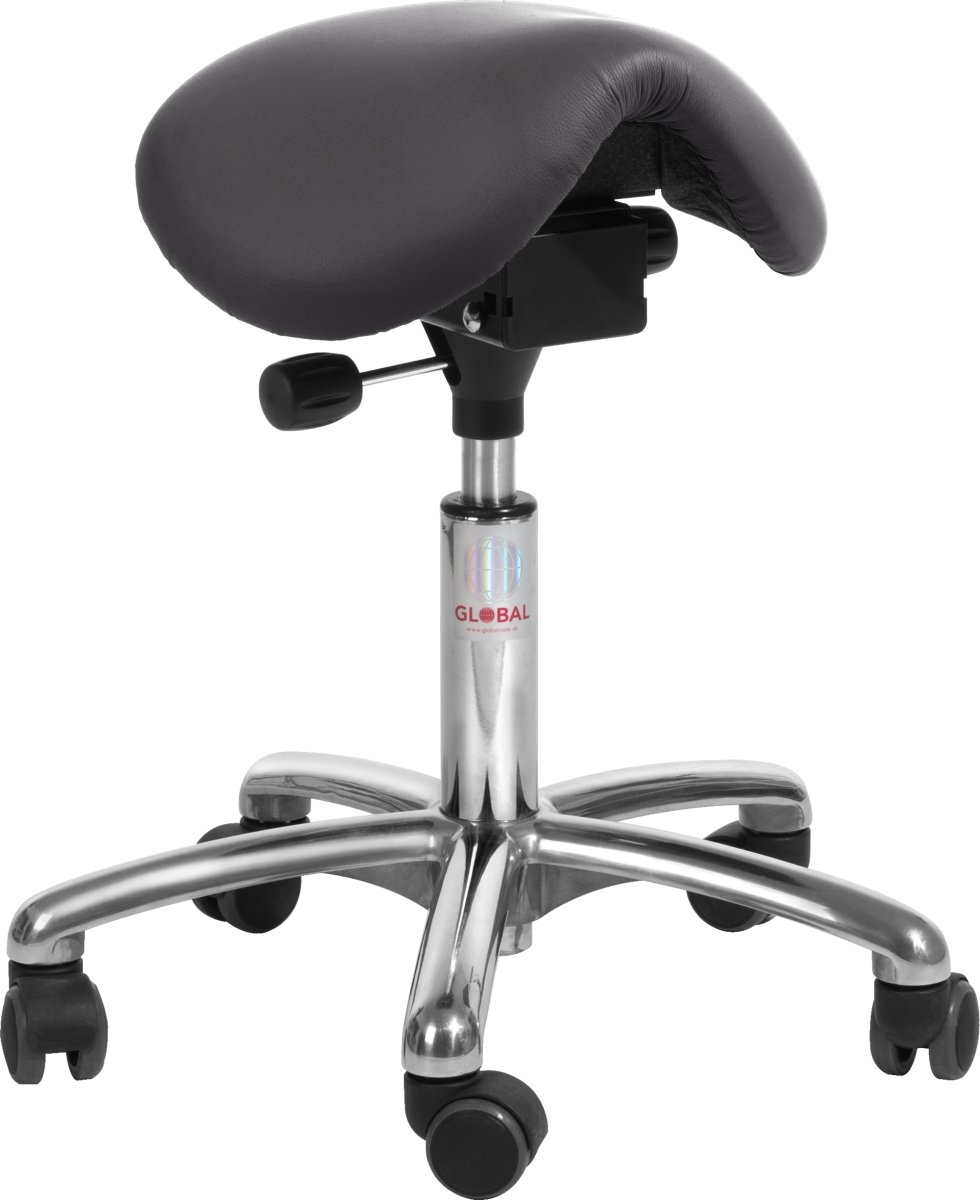 Mini Sadelstol, Sort, Kunstlæder, 51-64 cm, Alu
