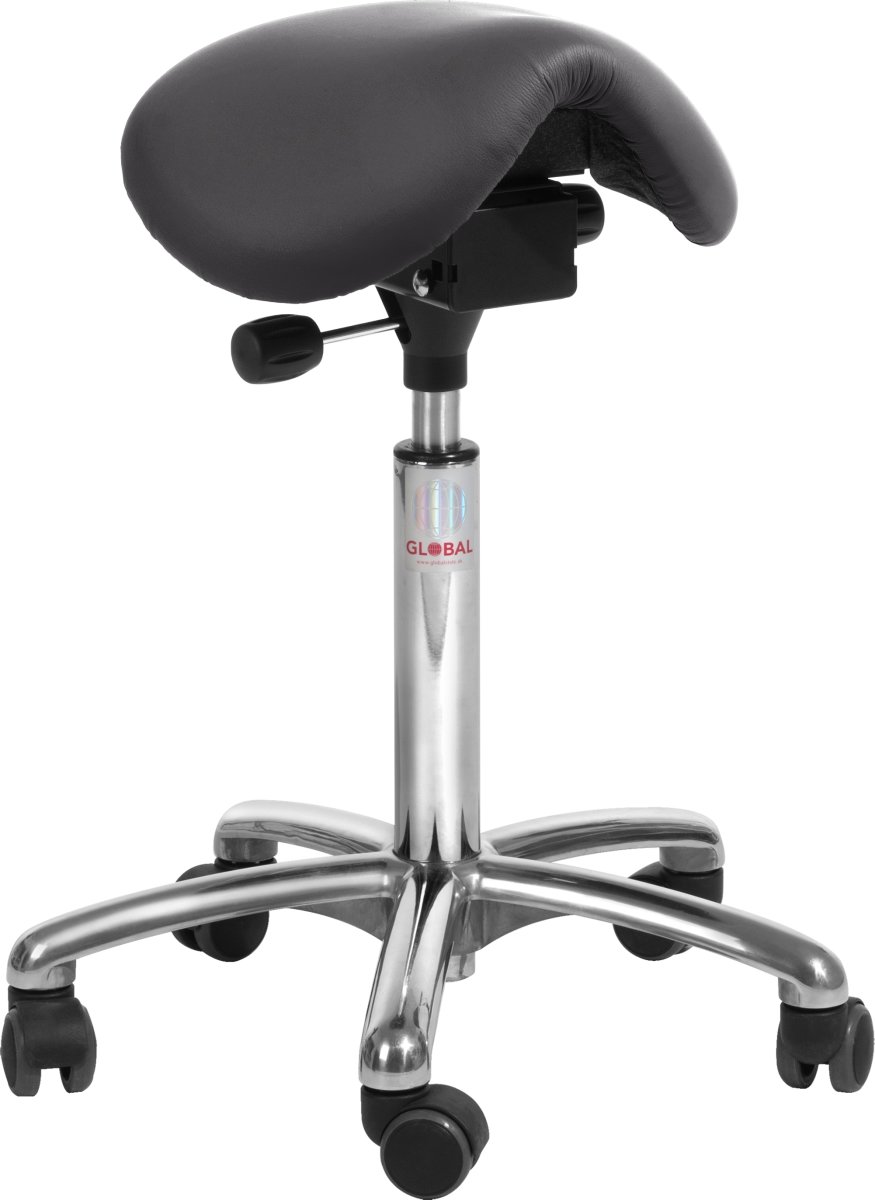 Mini Sadelstol, Sort, Kunstlæder, 60-79 cm, Alu