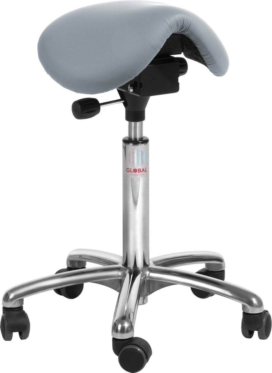 Mini Sadelstol, Lyseblå, Kunstlæder, 60-79 cm, Alu