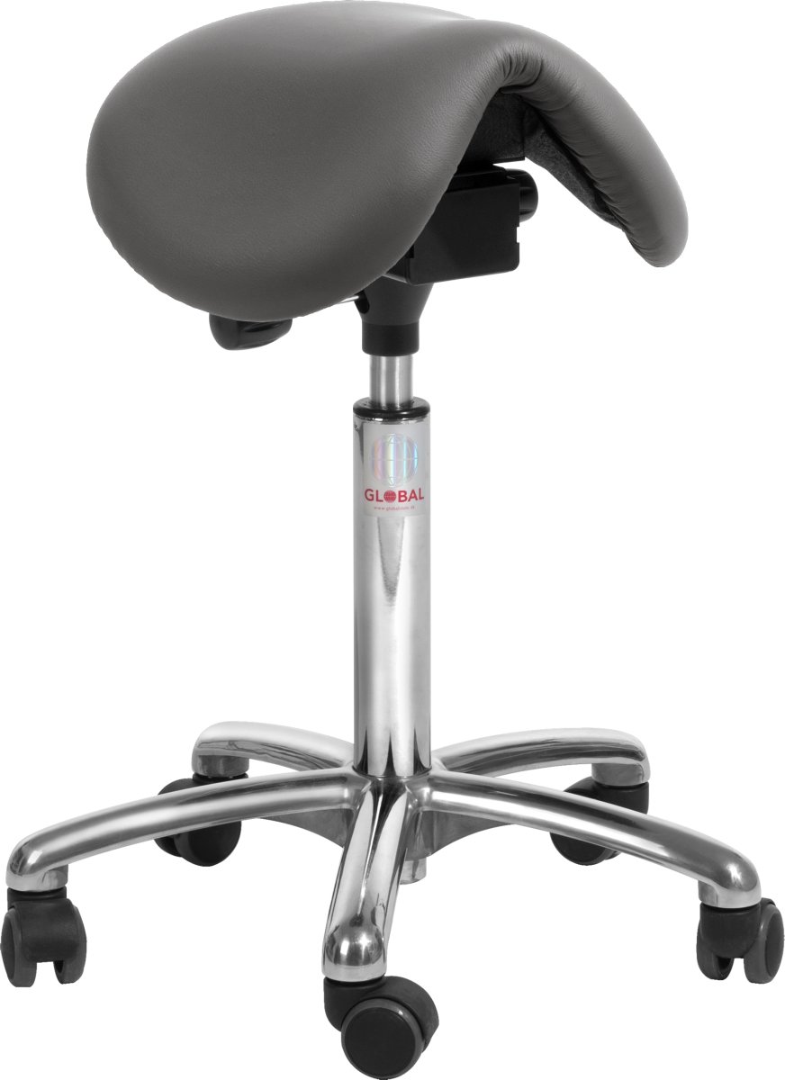 Dalton Sadelstol, Mørkegrå, K.læder, 60-79 cm, Alu