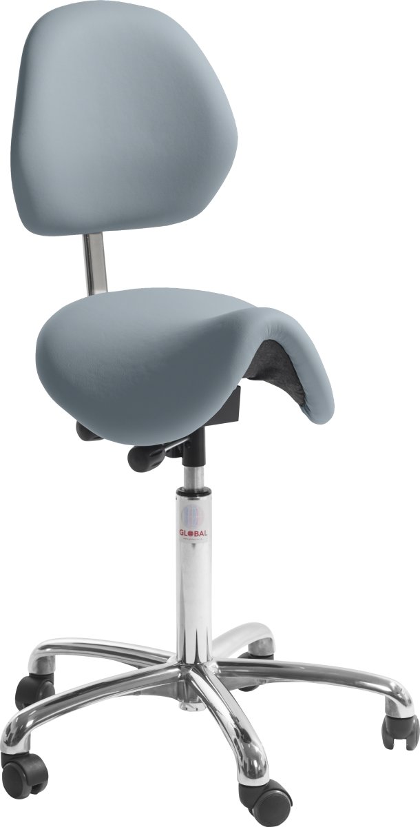 Dalton Sadelstol, Lyseblå, K.læder, 60-79cm,Ryglæn