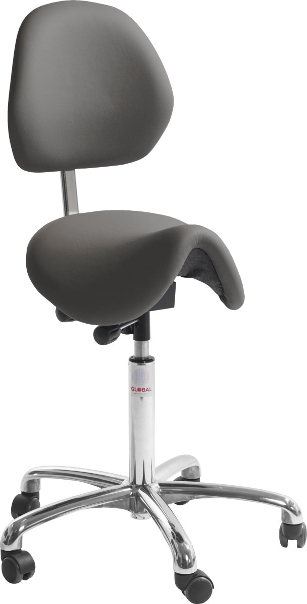 Dalton Sadelstol, Mørkegrå, K.læder,60-79cm,Ryglæn