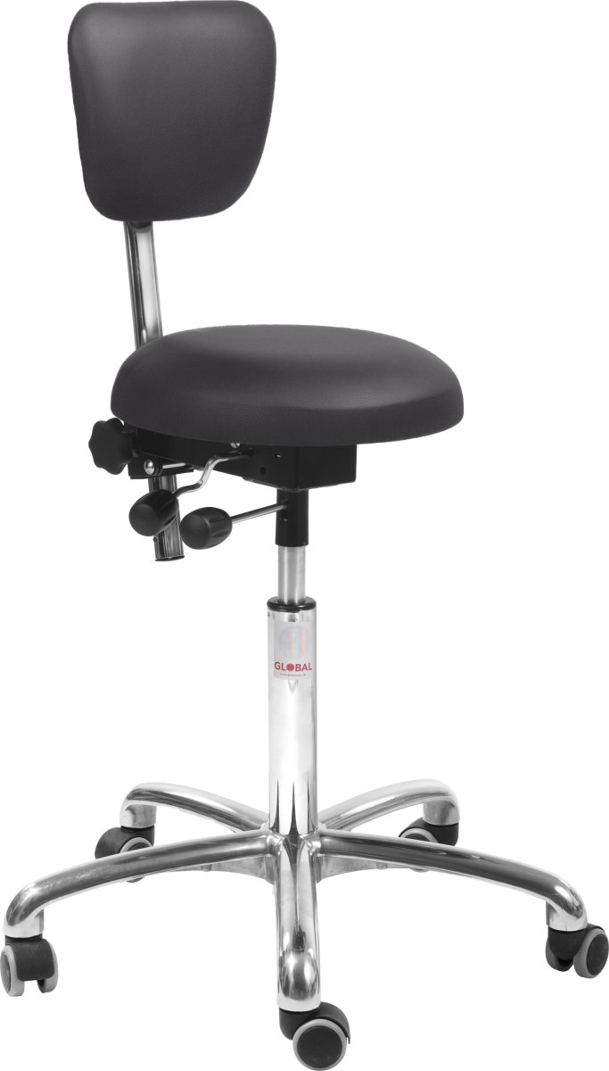 PAS Klinikstol, Sort, Kunstlæder, 60-79cm, Ryglæn