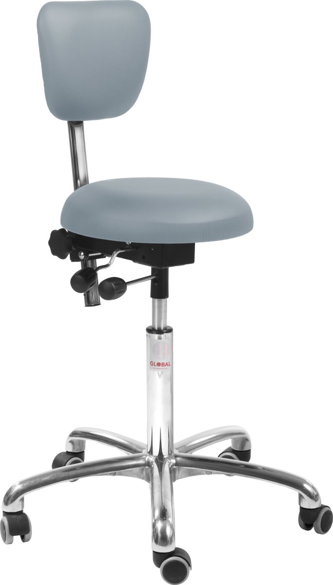 PAS Klinikstol, Lyseblå, K.læder, 60-79cm, Ryglæn