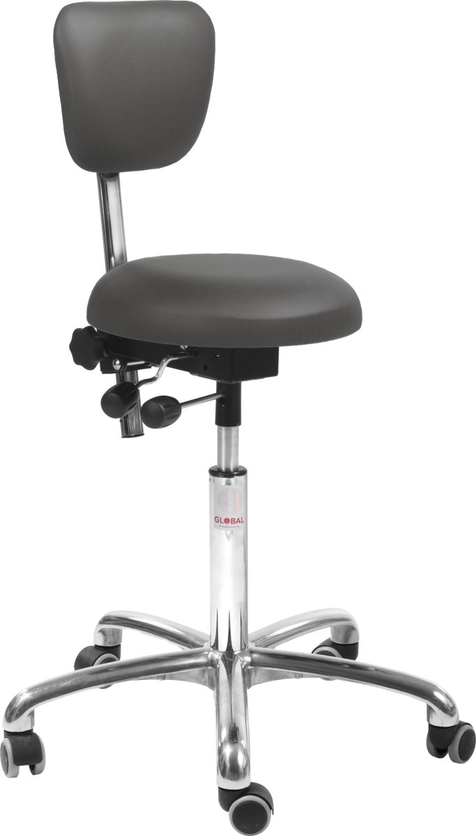 PAS Klinikstol, Mørkegrå, K.læder, 60-79cm, Ryglæn