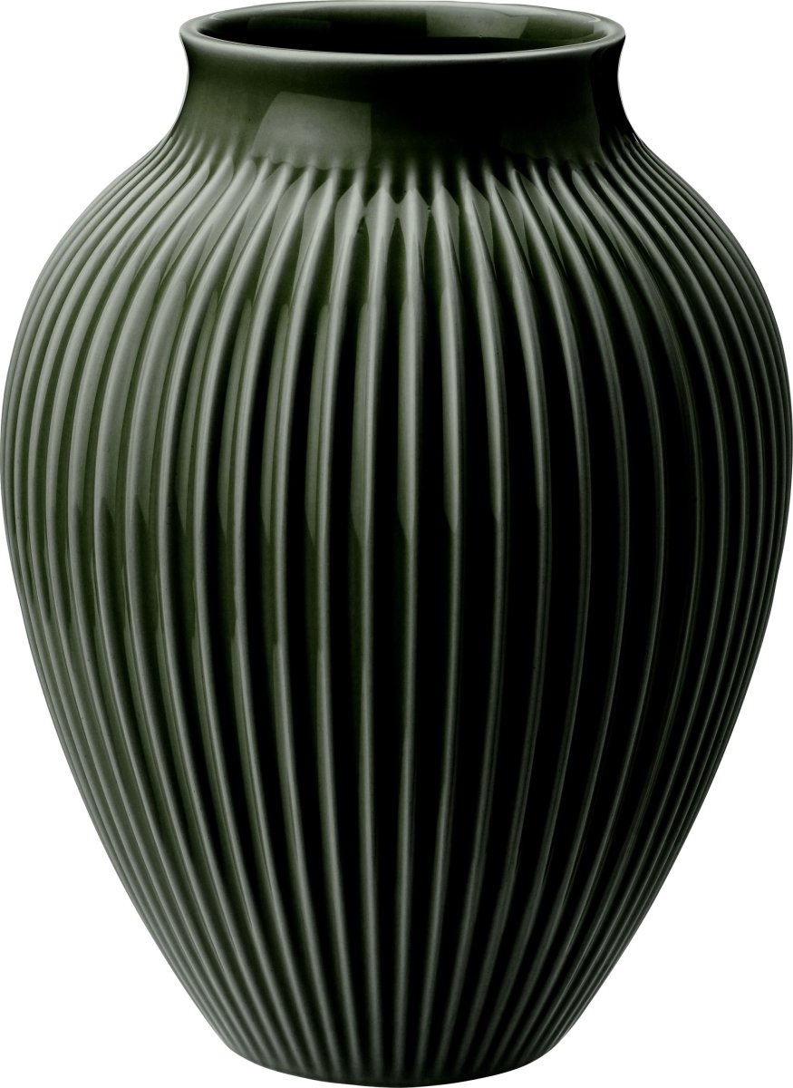 Knabstrup Keramik Ripple Vase H27 cm, mørkgrøn