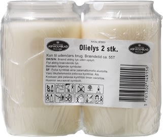 Olielys, 55 timer, 5,7x9,5cm, hvid, 2 stk.