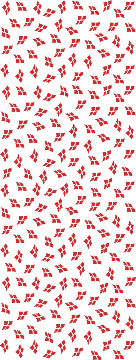 Papirdug, 1,2 x 5 m, hvid m. dannebrogsflag