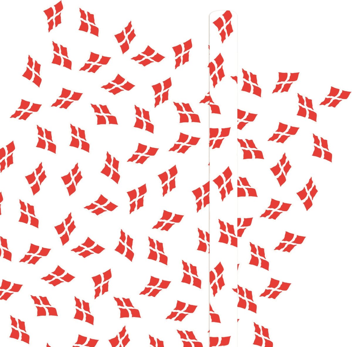 Papirdug, 1,2 x 5 m, hvid m. dannebrogsflag