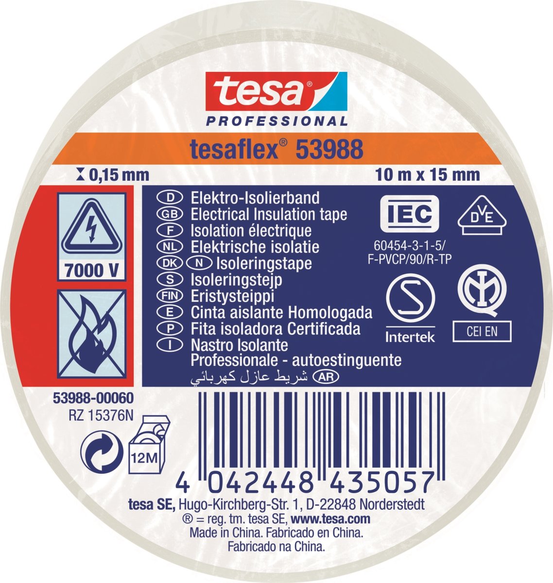 tesa Isoleringstape | 15mm x 10m | Hvid