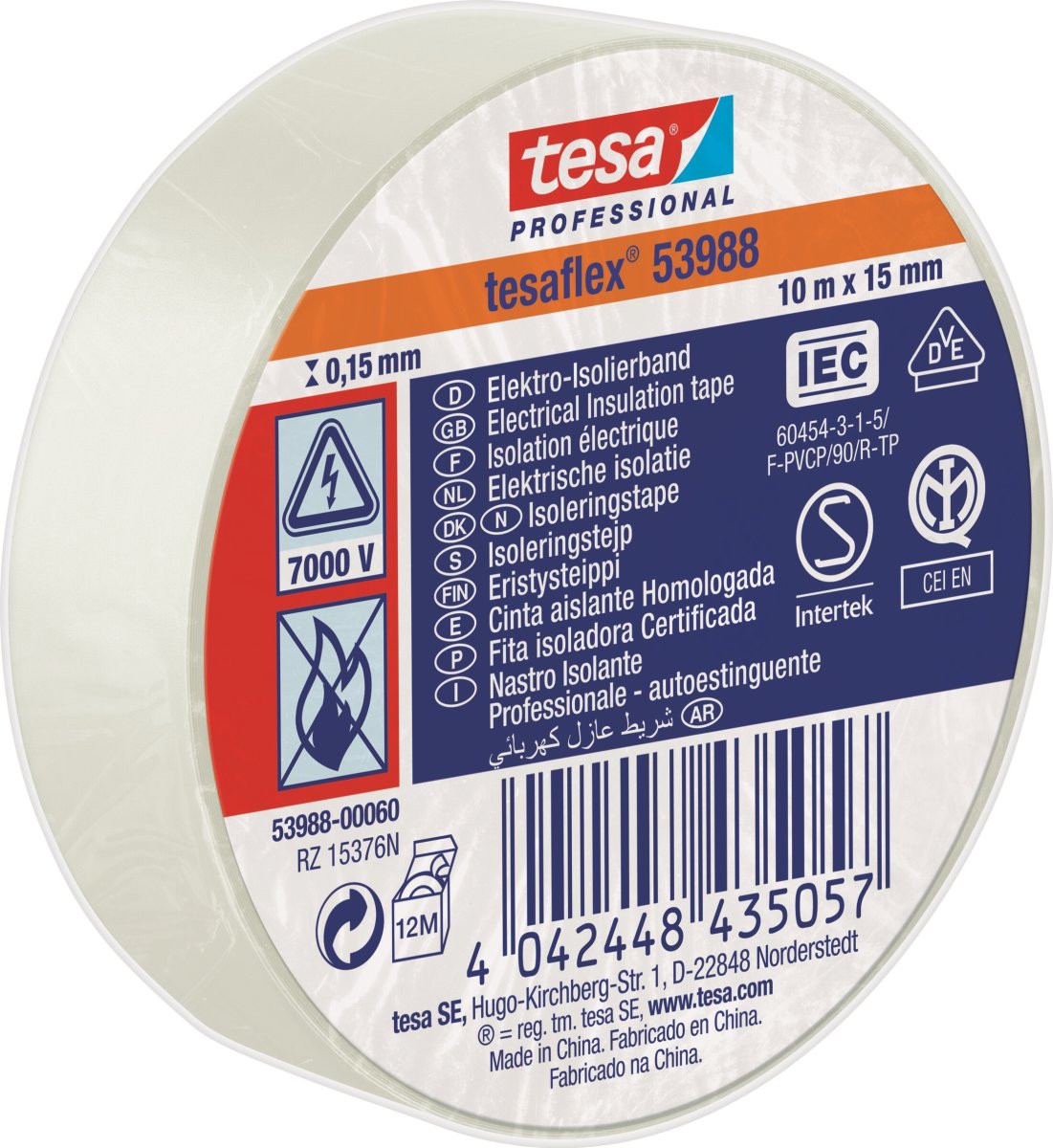 tesa Isoleringstape | 15mm x 10m | Hvid