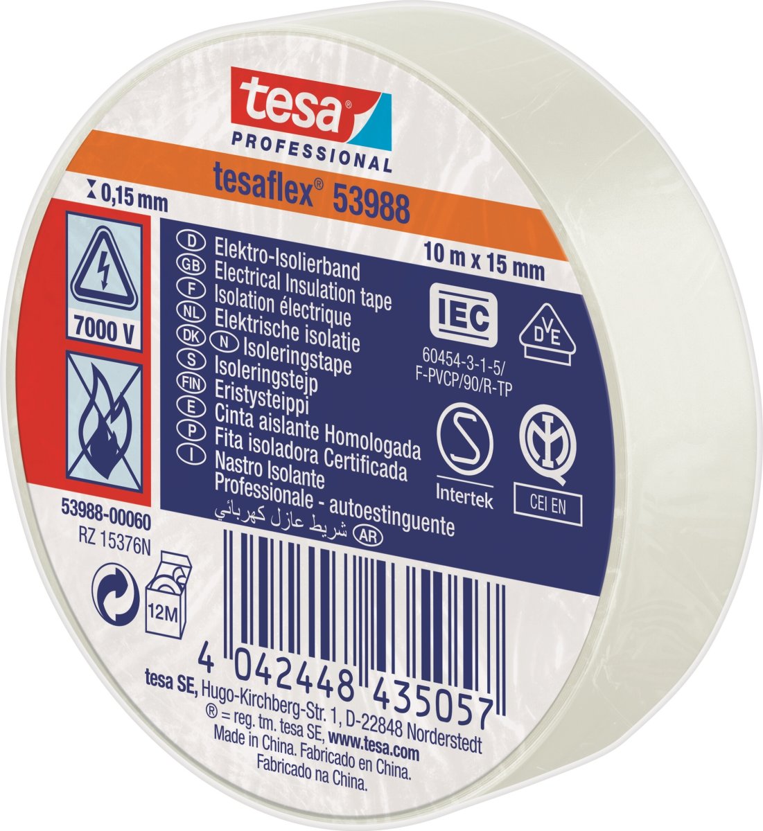 tesa Isoleringstape | 15mm x 10m | Hvid