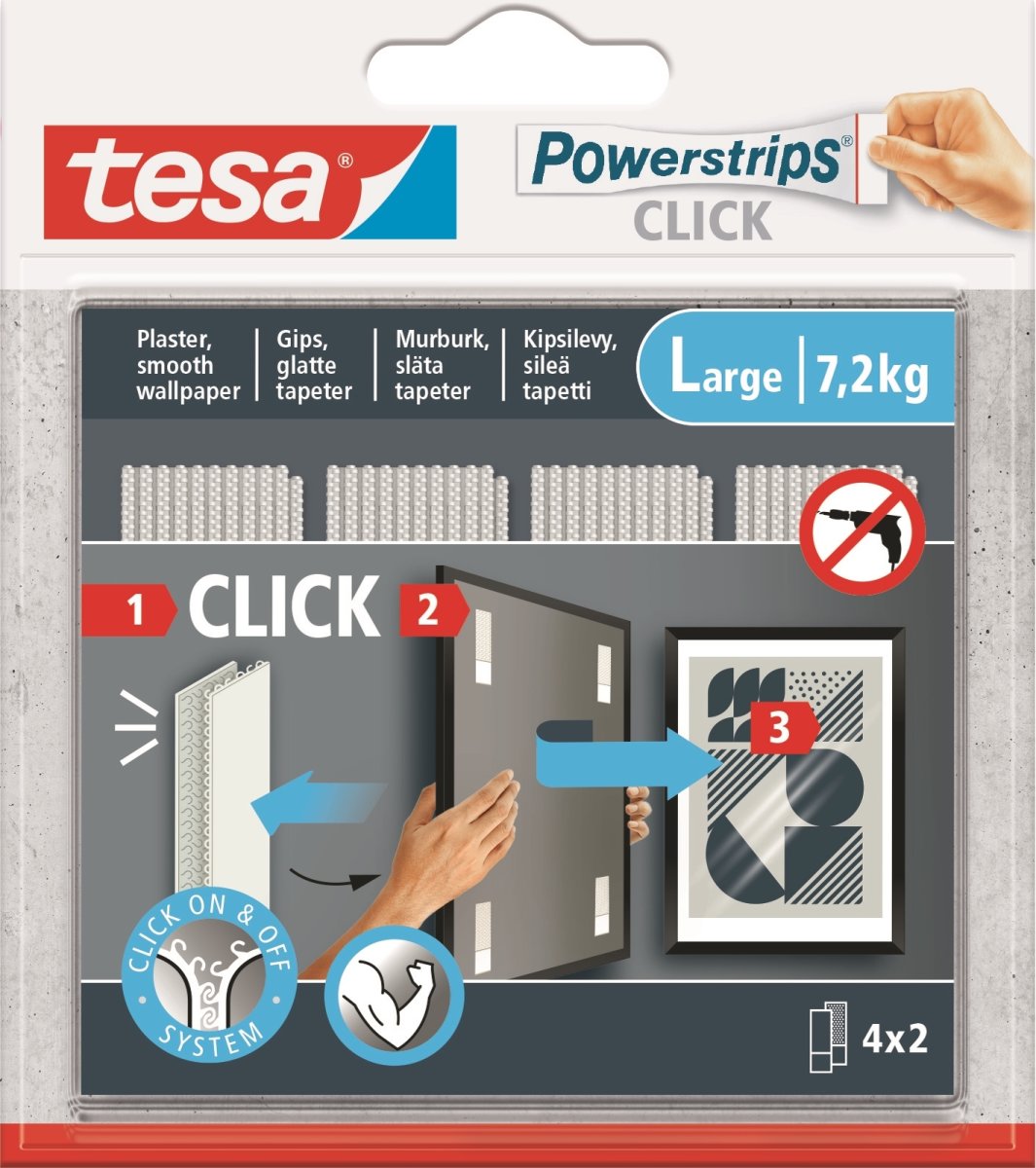 tesa Powerstrips Click | L | 4 par