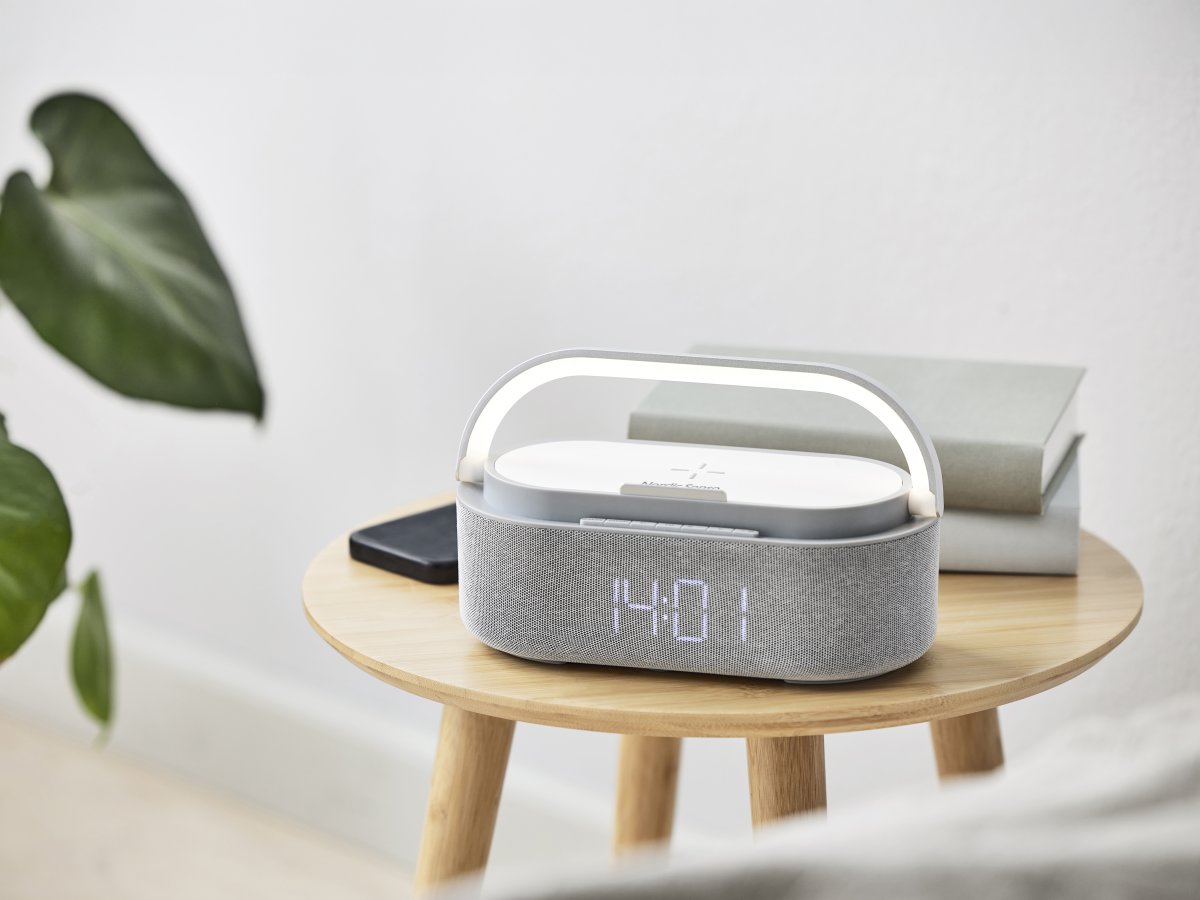 Nordic Sense Vækkeur, m. lys og Bluetooth, grå