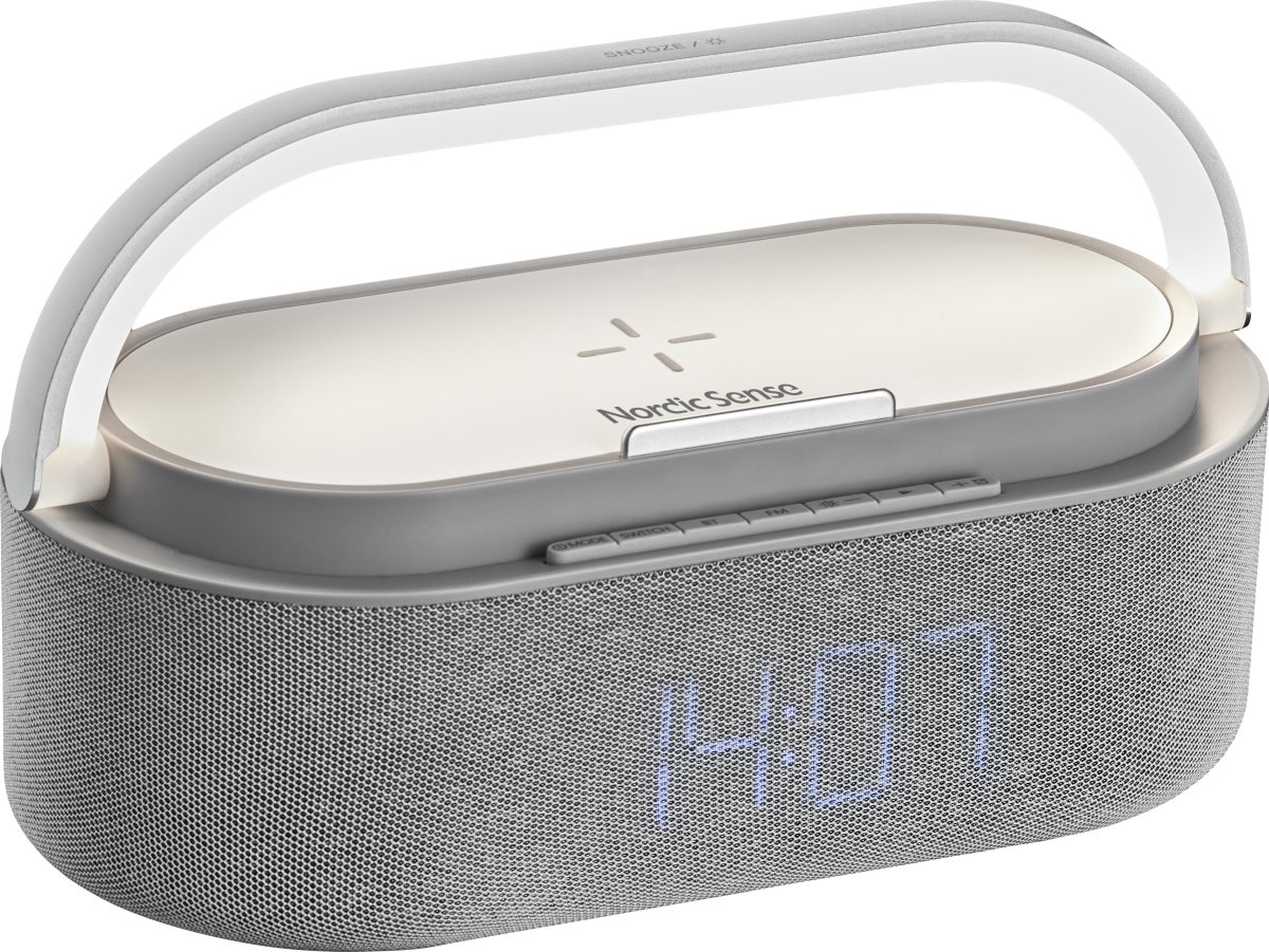 Nordic Sense Vækkeur, m. lys og Bluetooth, grå
