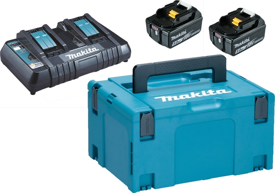 Makita Batteripakke, 2 x BL1850B + DC18RD
