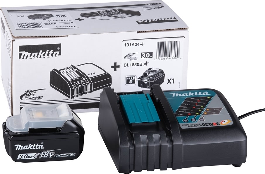 Makita Batteripakke 1 X BL1830B + 1 X DC18RC