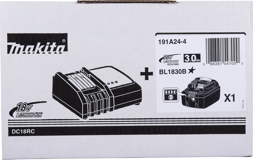Makita Batteripakke 1 X BL1830B + 1 X DC18RC
