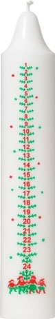 ASP-Holmblad Kalenderlys, 3x39cm, hvid m/tryk