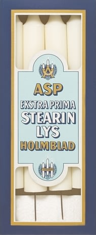 ASP-Holmblad Kronelys 2, 3x19cm hvid, 4stk, m/spyd