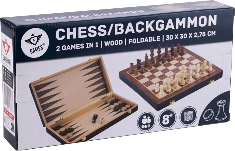 Brætspil Skak/Backgammon 30x30 cm, Foldbart