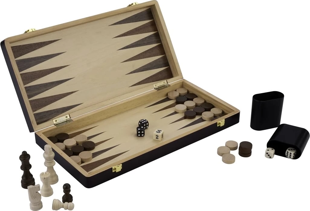 Brætspil Skak/Backgammon 38,5x38,5 cm, Foldbart