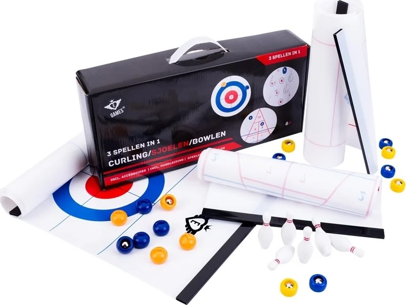 3-i-1 spilleboks - Curling, Shuffle, Bowling