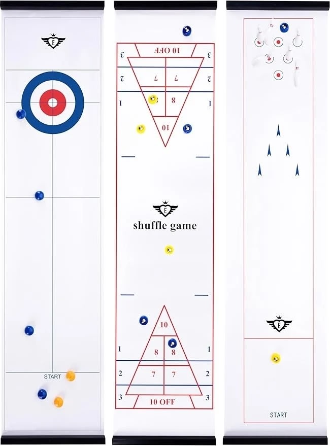 3-i-1 spilleboks - Curling, Shuffle, Bowling